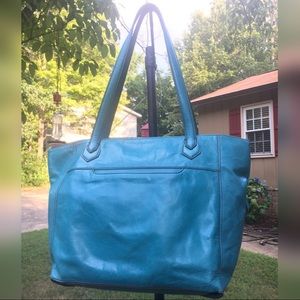Hobo bags turquoise designer tote, vintage leather